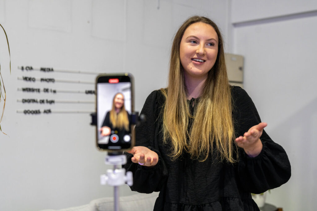 Lady doing Video Production & Content Creation in the Likeable Lab videography studio