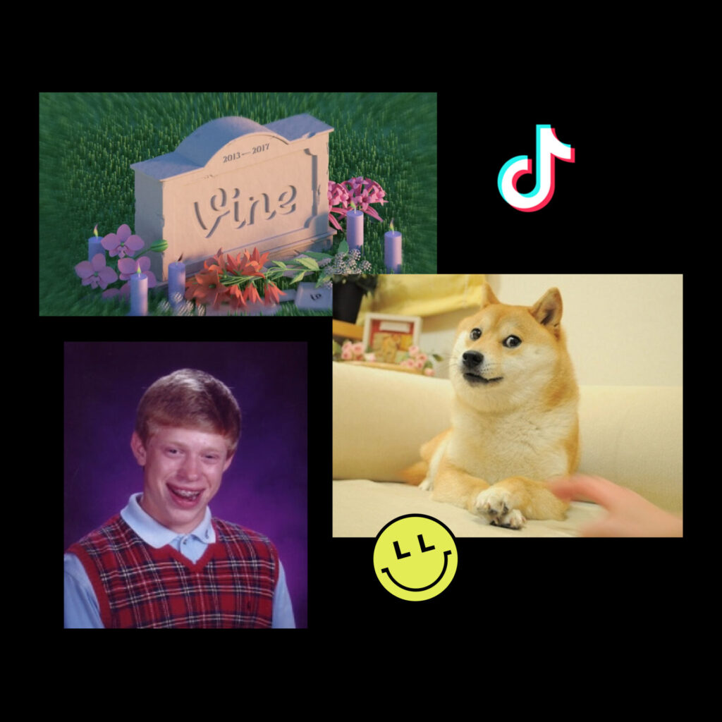 Collage of social media memes, meme culture